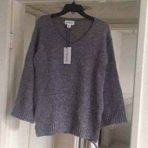 FOR THE REPUBLIC/“CHARCOAL”V- NECK WIDE SLEEVE BOYFRIEND SWEATER/NWT